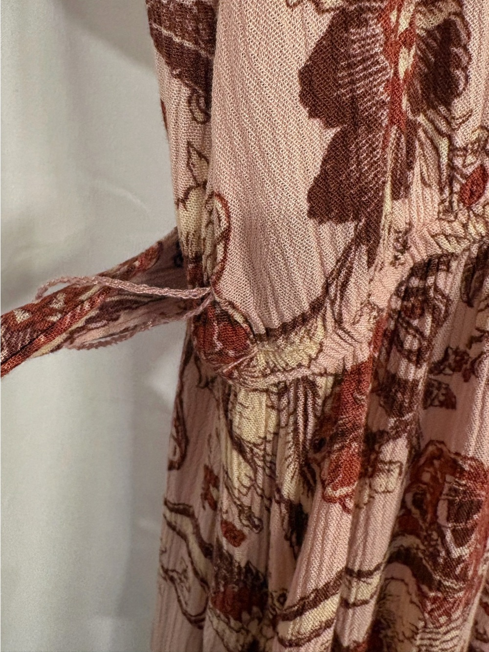 Knox Rose Target Boho Floral Faux-Wrap Maxi Dress Pink Red Size L - Picture 3 of 8